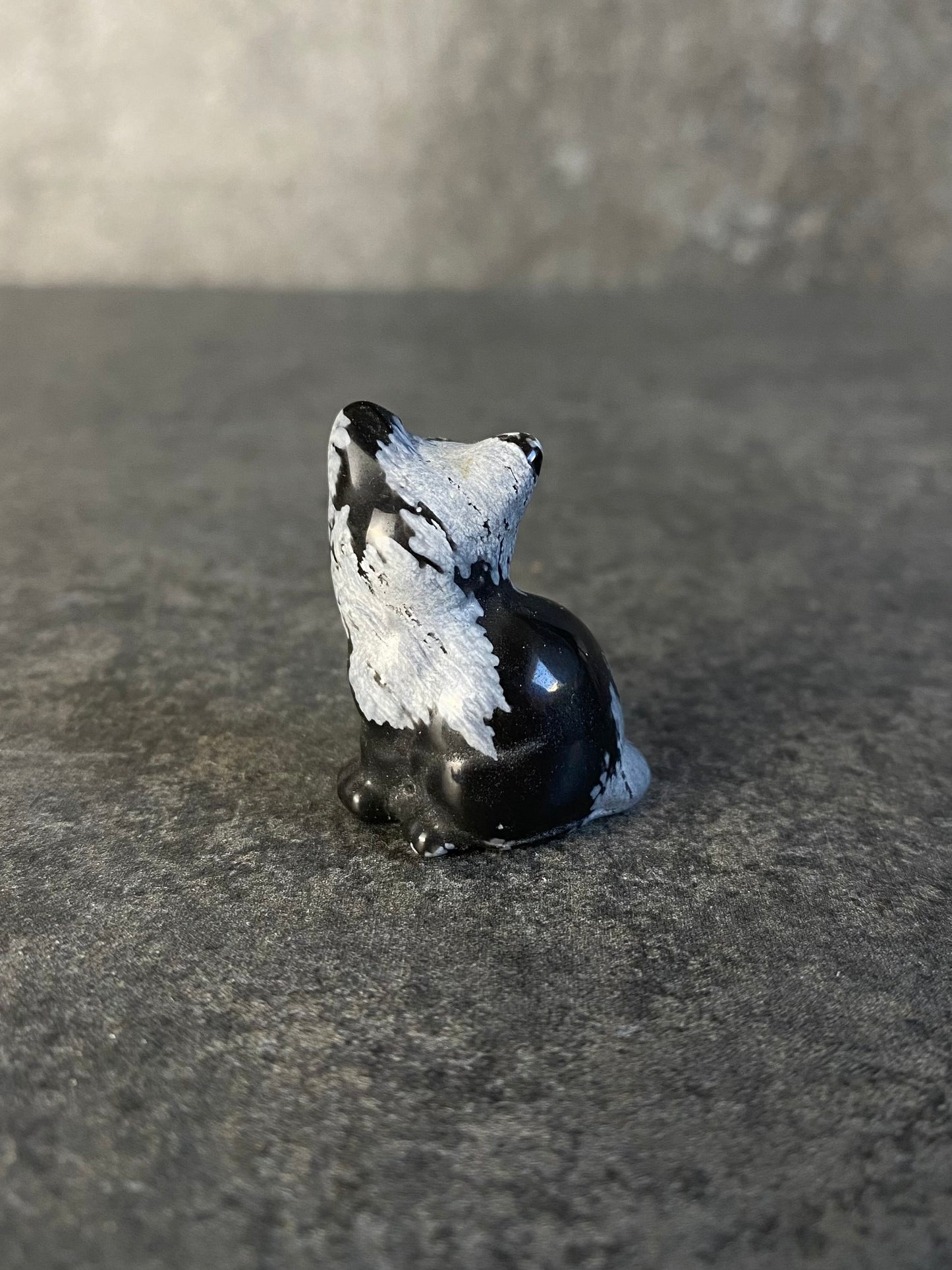 Sneeuwvlok obsidiaan poes carving