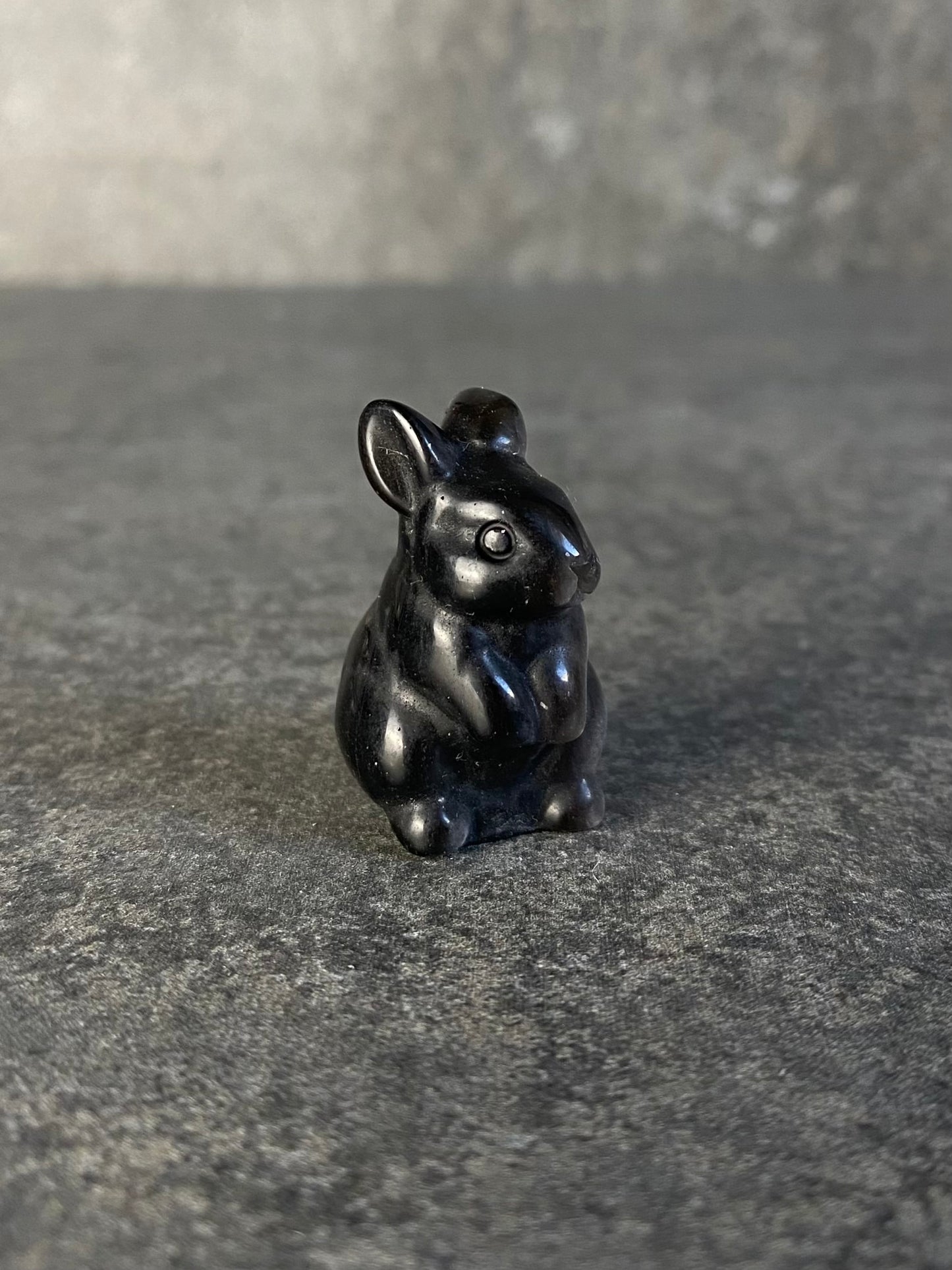 Zilver obsidiaan konijn carving