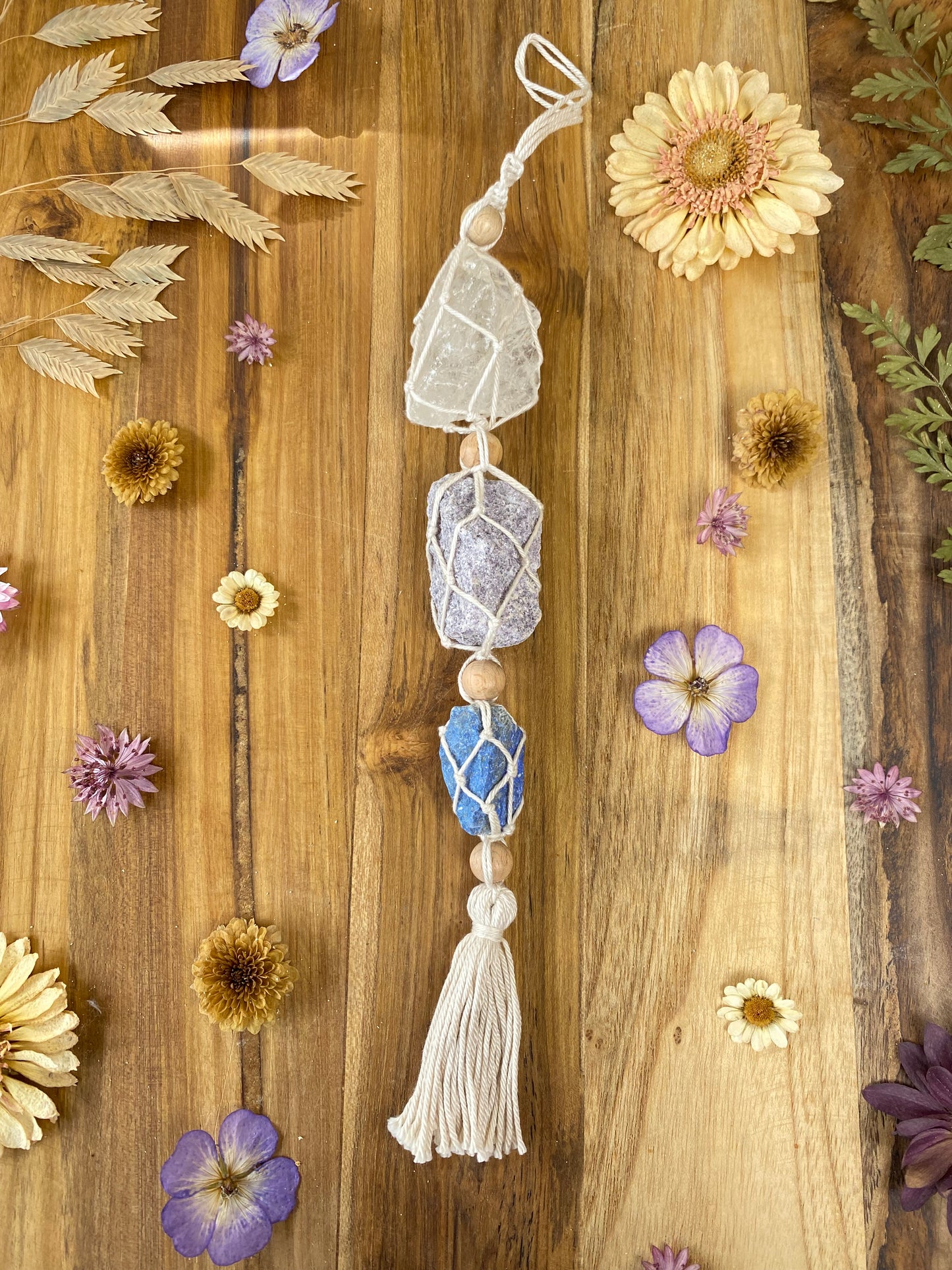 Hanger met girasol, lepidoliet & dumortieriet