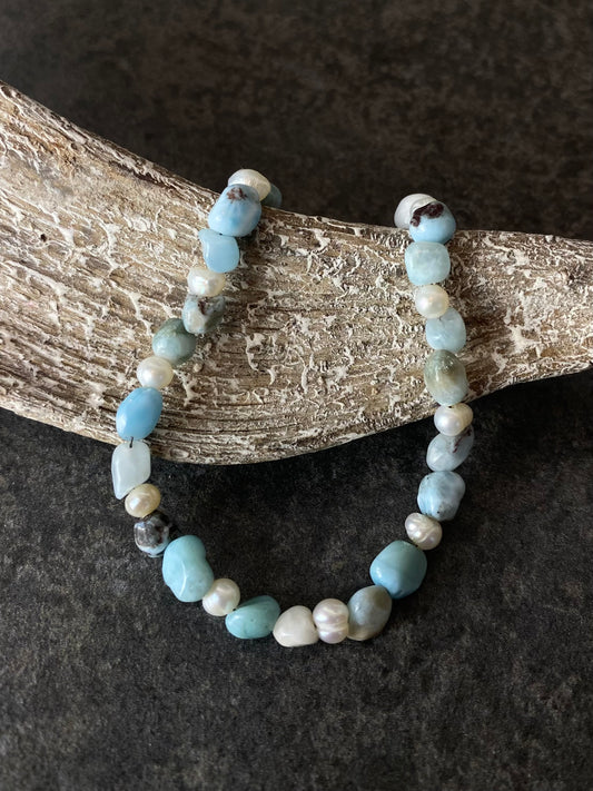 Larimar armbandje goud