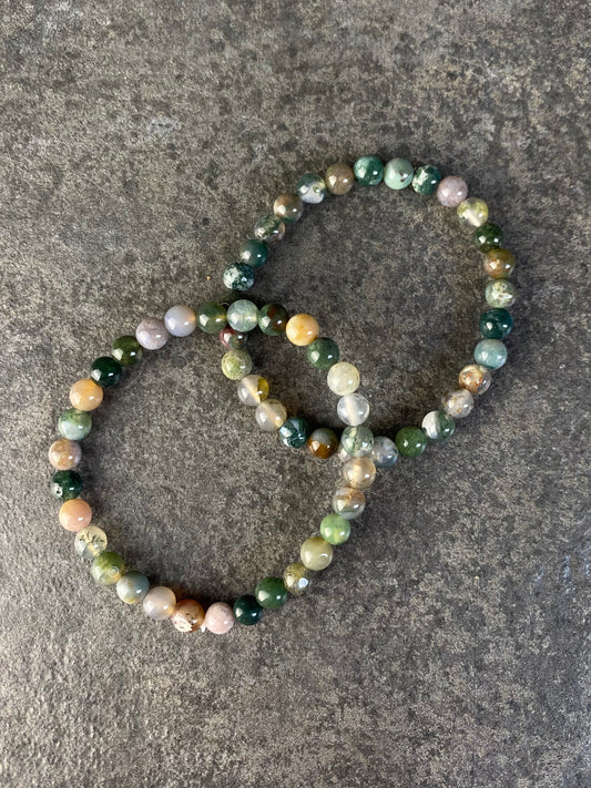 Oceaan jaspis/moss agaat armband