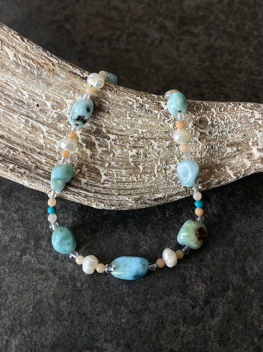 Larimar armbandje goud