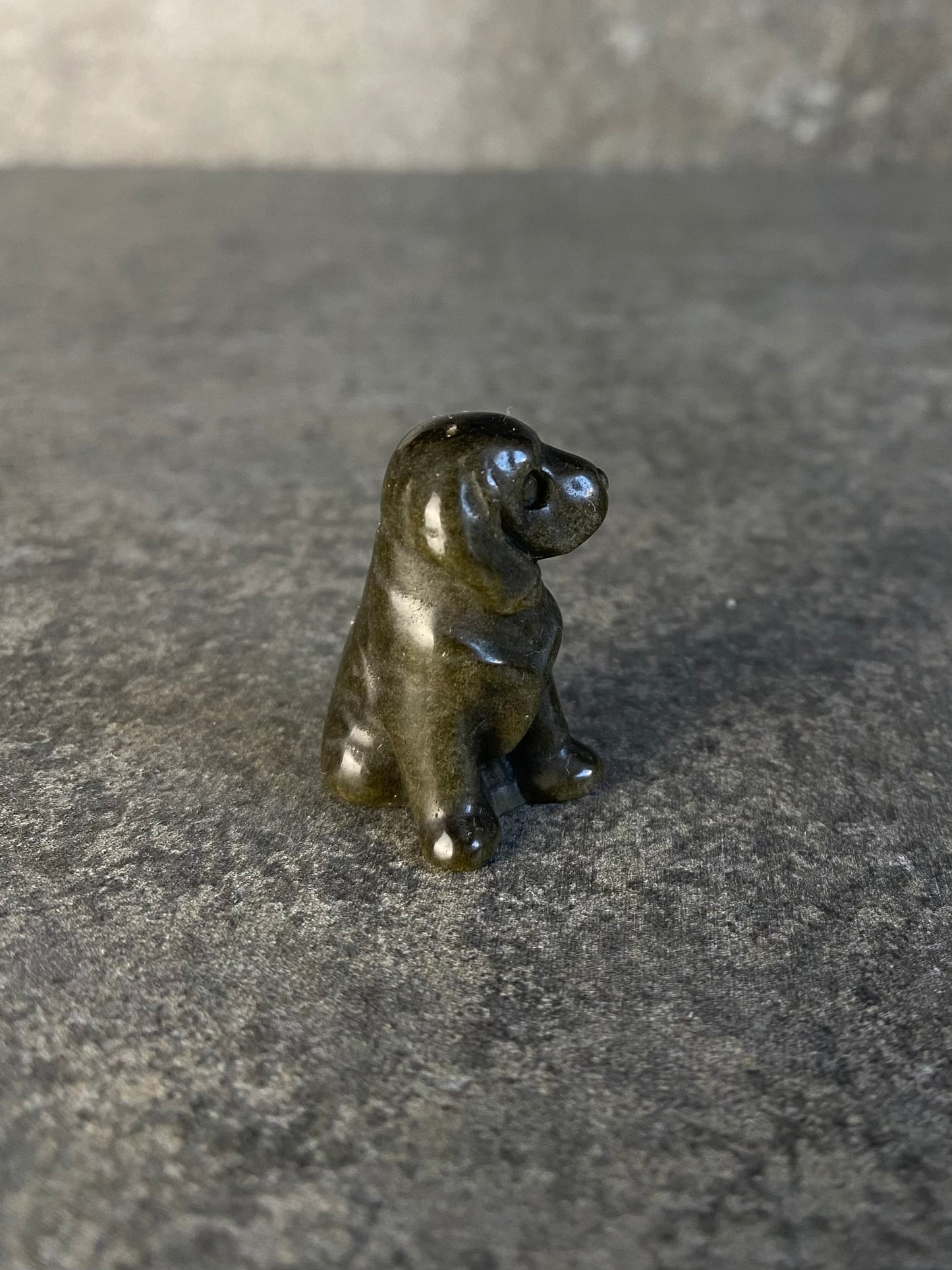 Goud obsidiaan hond carving