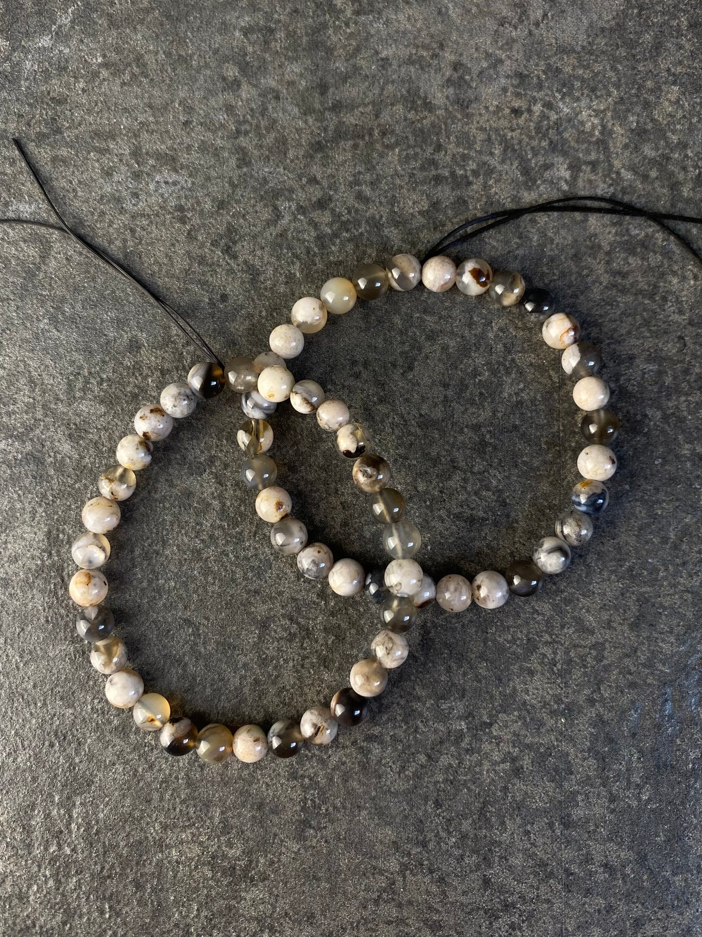 Zwarte bloem agaat armband