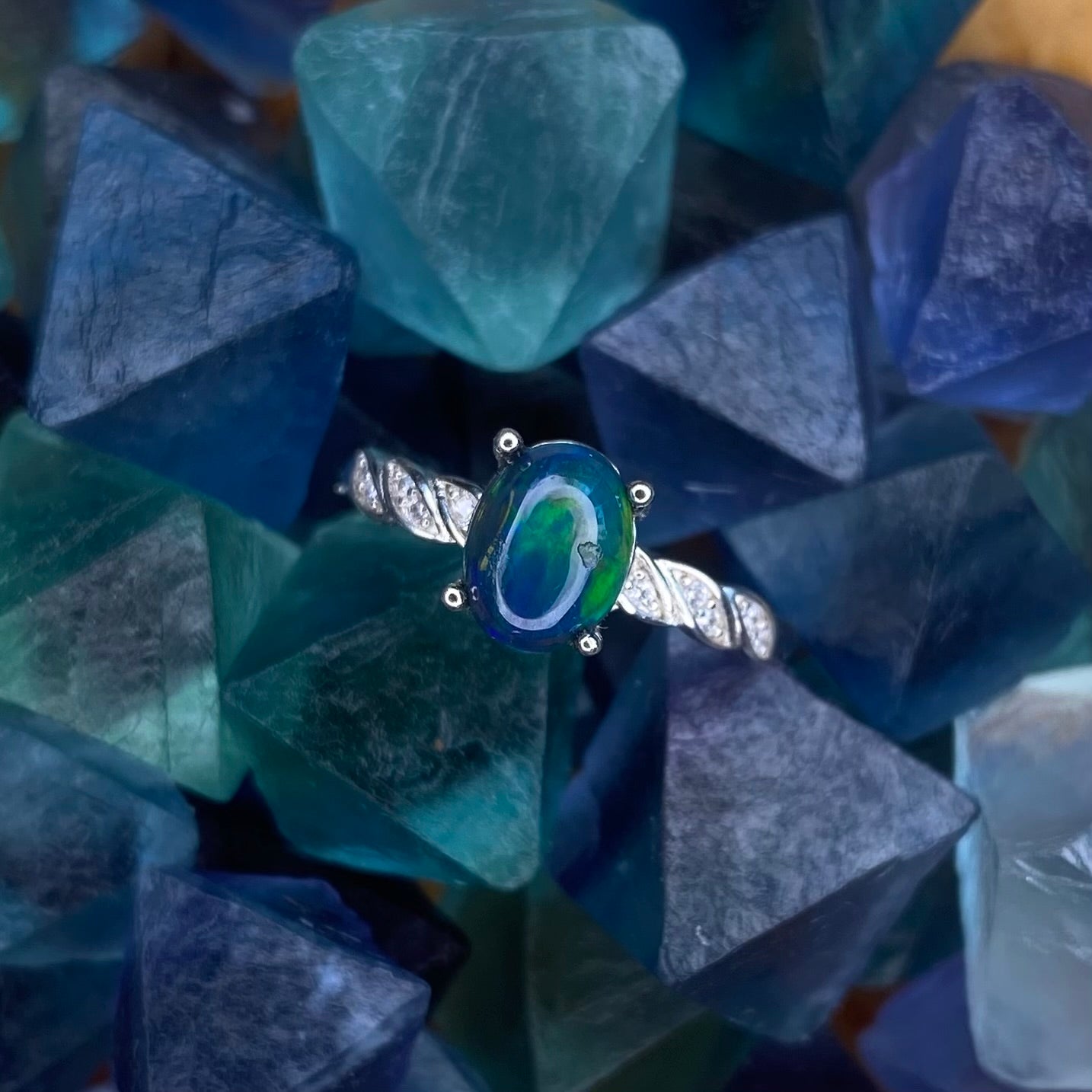 Ethiopische opaal ring - 925 zilver