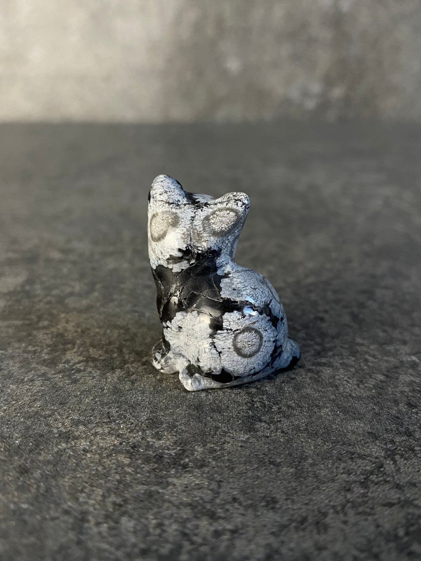 Sneeuwvlok obsidiaan poes carving
